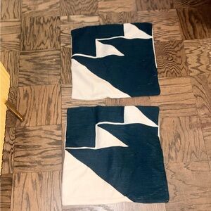 TWO West Elm Cruel Abstract Navy  and Cream Throw Pillow Covers SOLD OUT.